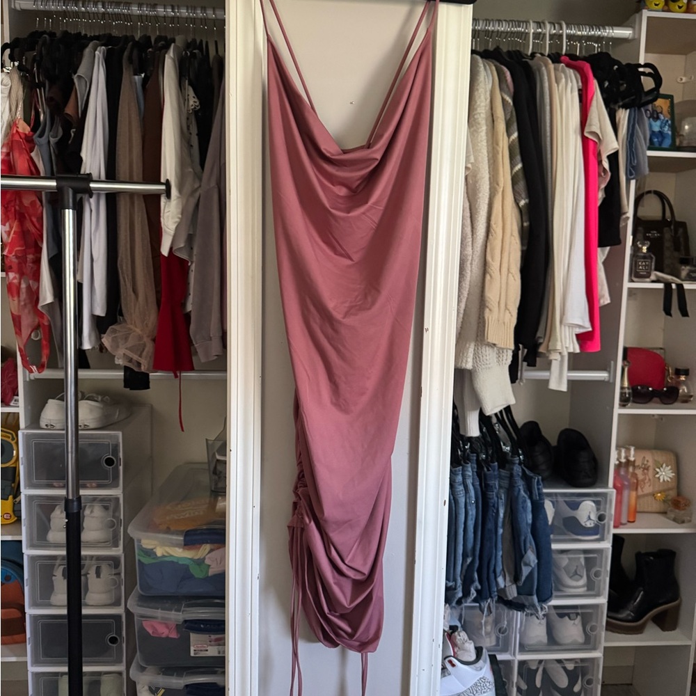 Fashion Nova Mauve Ruched Dress